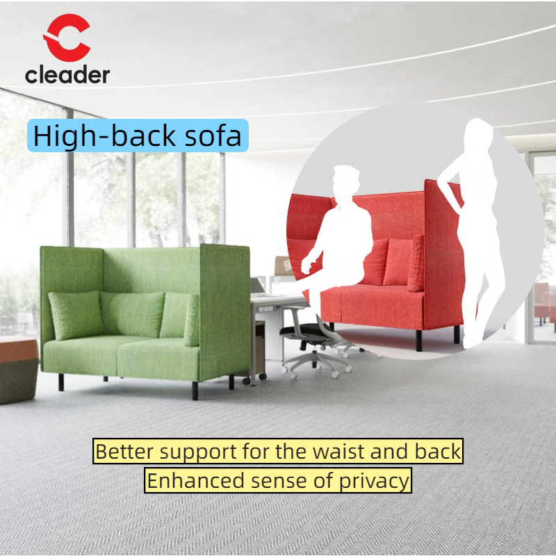 Modern 2-Seater Office Booth Seating High-Back Sofa Fabric Commercial Furniture