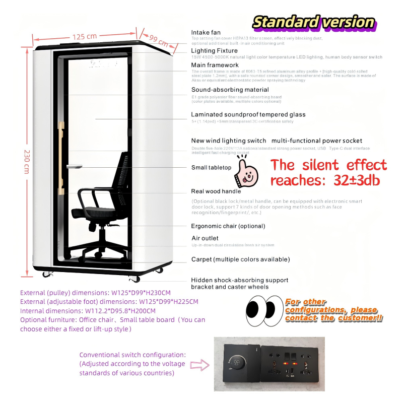 Modular Learning Cabin Professional Soundproof Video Conferencing Cabin