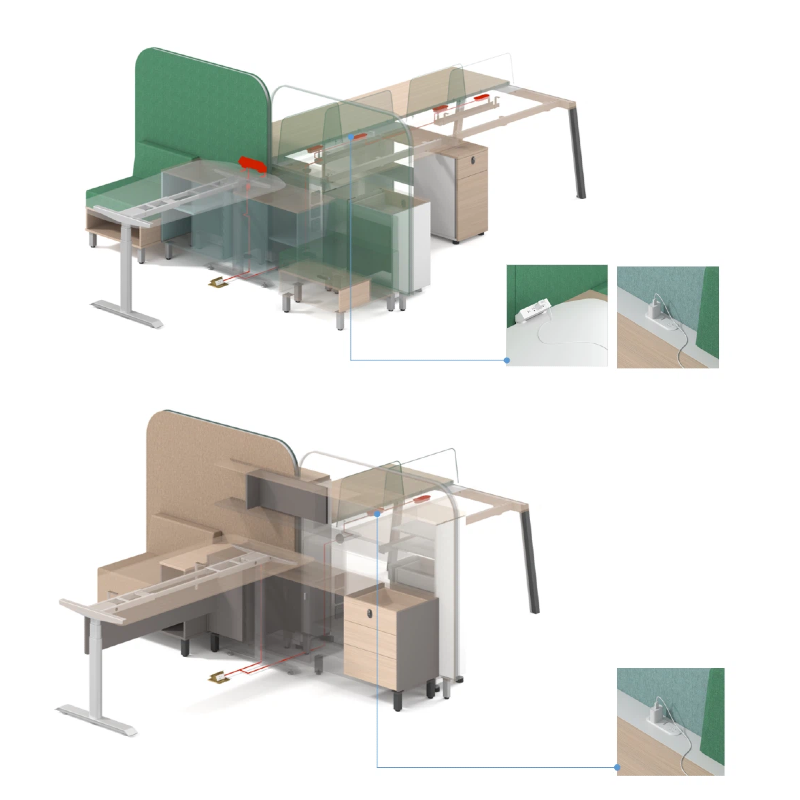 Modern Wooden Modular Office Desk 2 4 Seater Coworking Workstation Open Space