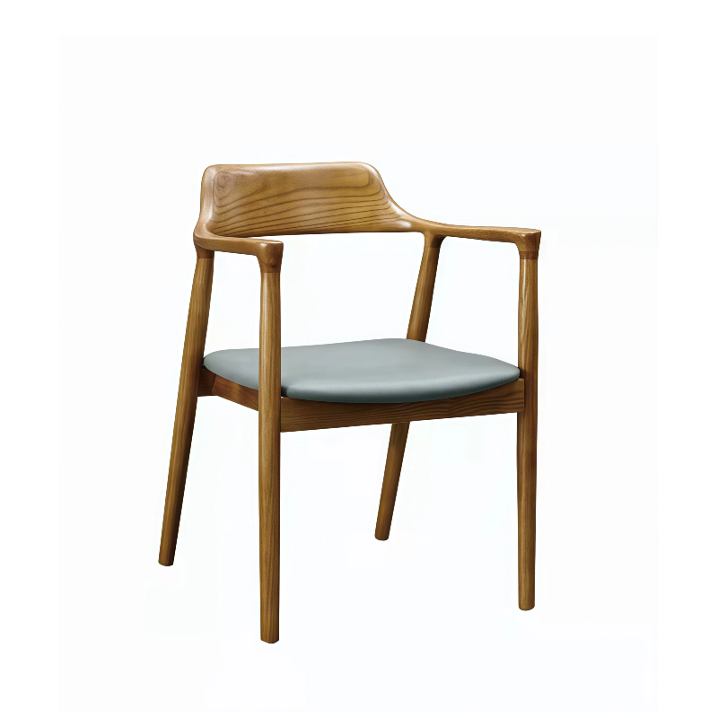 Leisure Reading Chair With Armrest Wood Frame With Fabric Cushion Seat