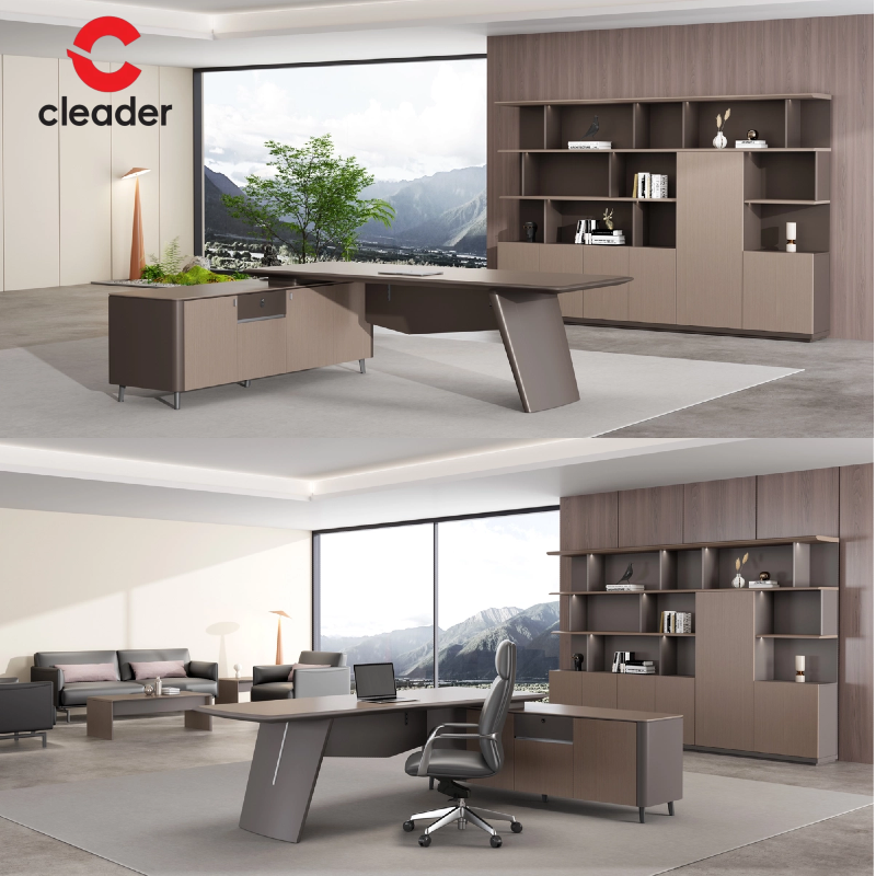 High Quality Italian Luxury Unique L Shape Wooden Executive Office Desks