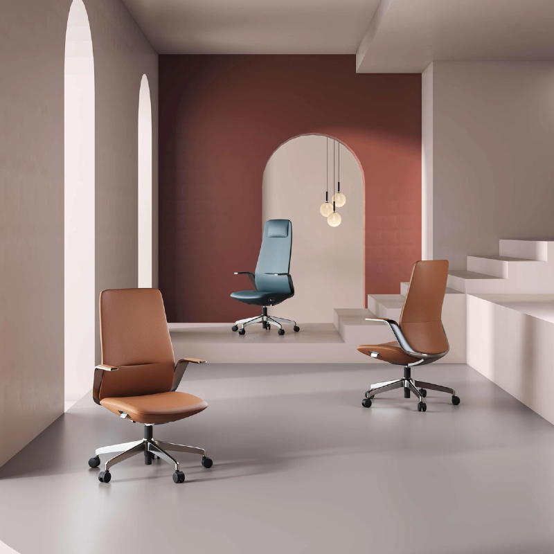Modern Executive Leather Chair Comfortable Soft Swivel High Back Office