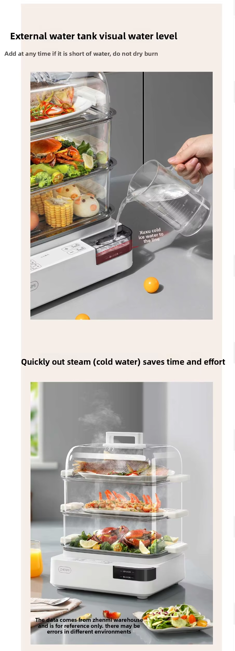 Zhenmi 20L Stainless Steel Electric Food Steamer