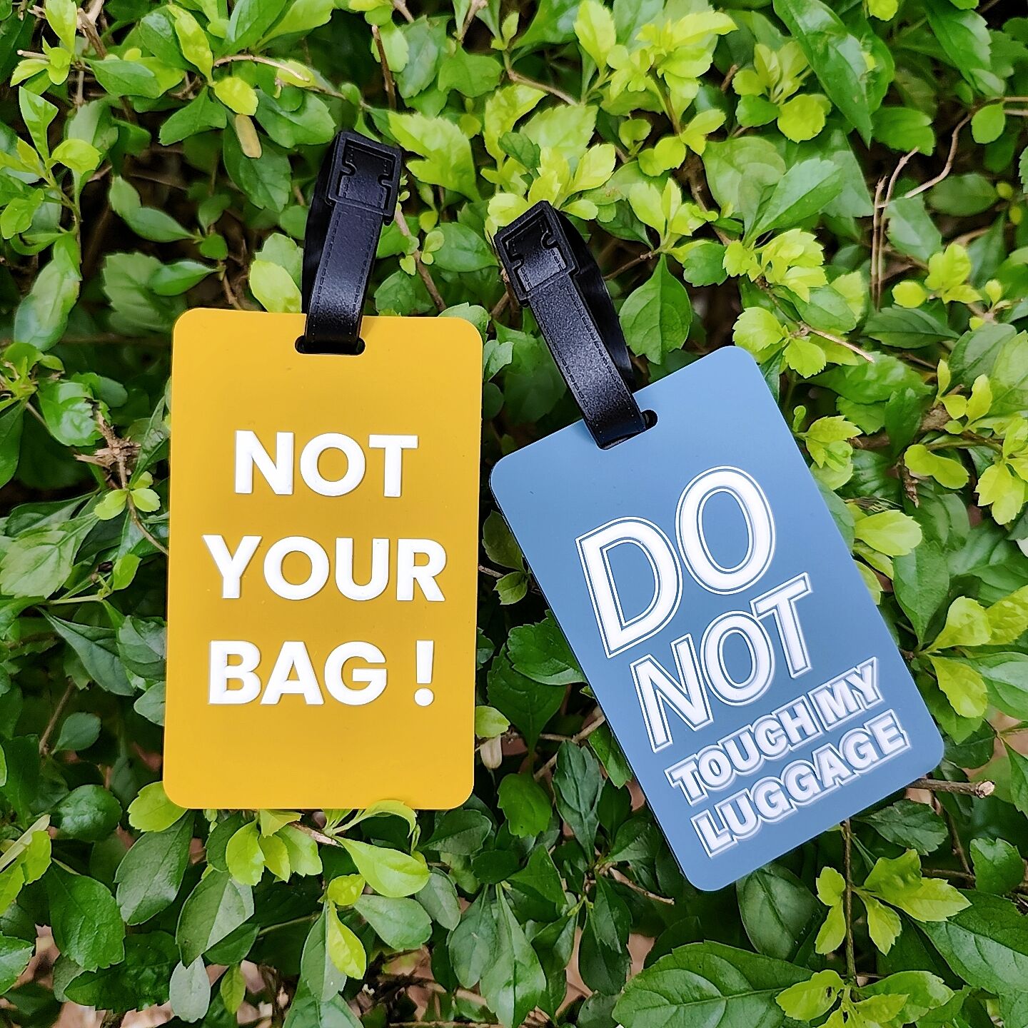 Etichetta bagagli personalizzata con nome ID premium genuino in PVC su misura