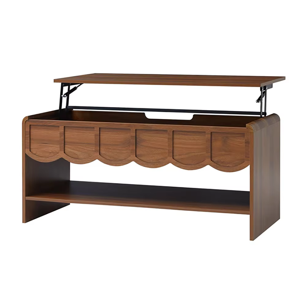 Modern Rectangular Walnut Wood Lift Top Coffee Table with Storage Stylish Furniture for Living Room