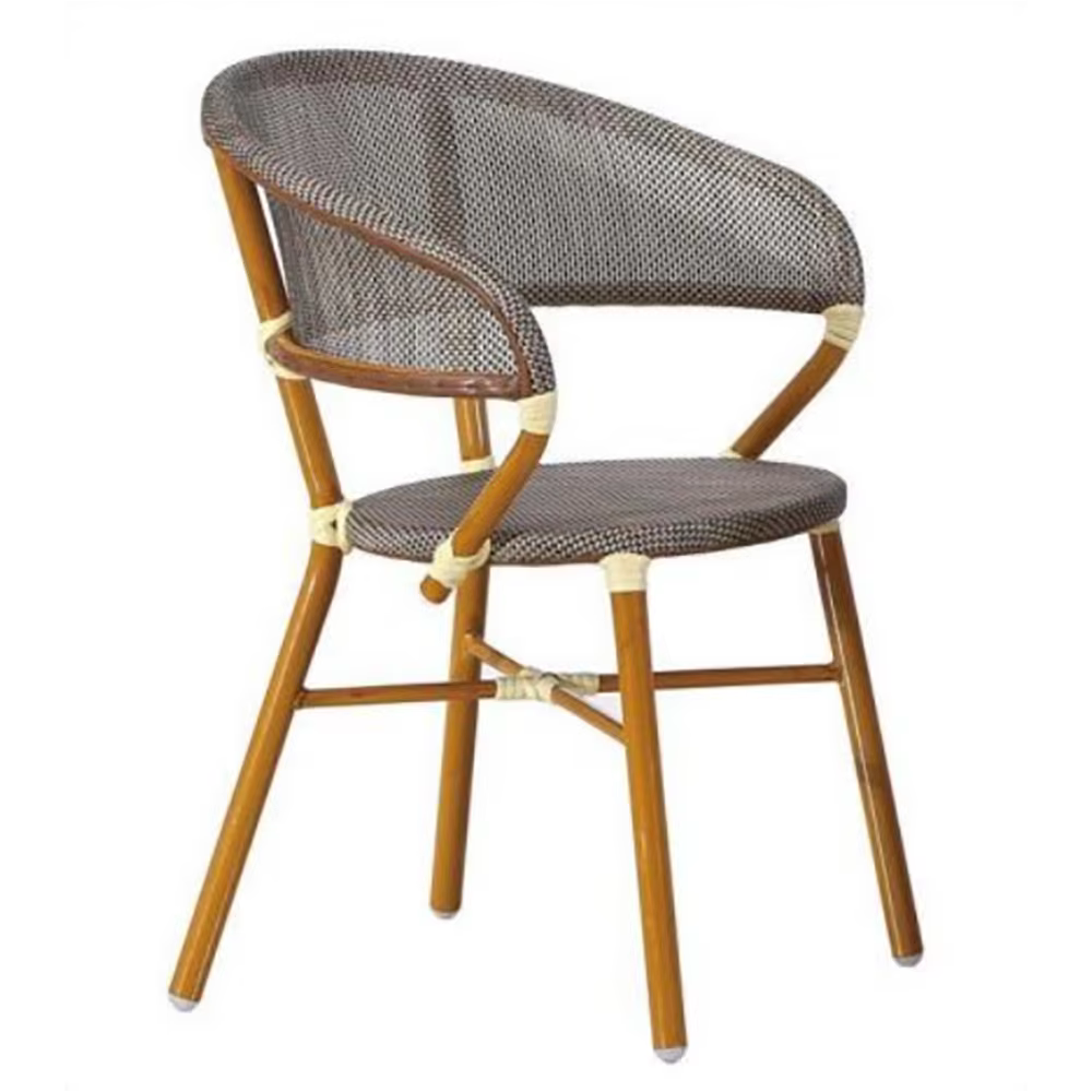 product modern countryside waterproof woven rope iron frame outdoor dining chair-0