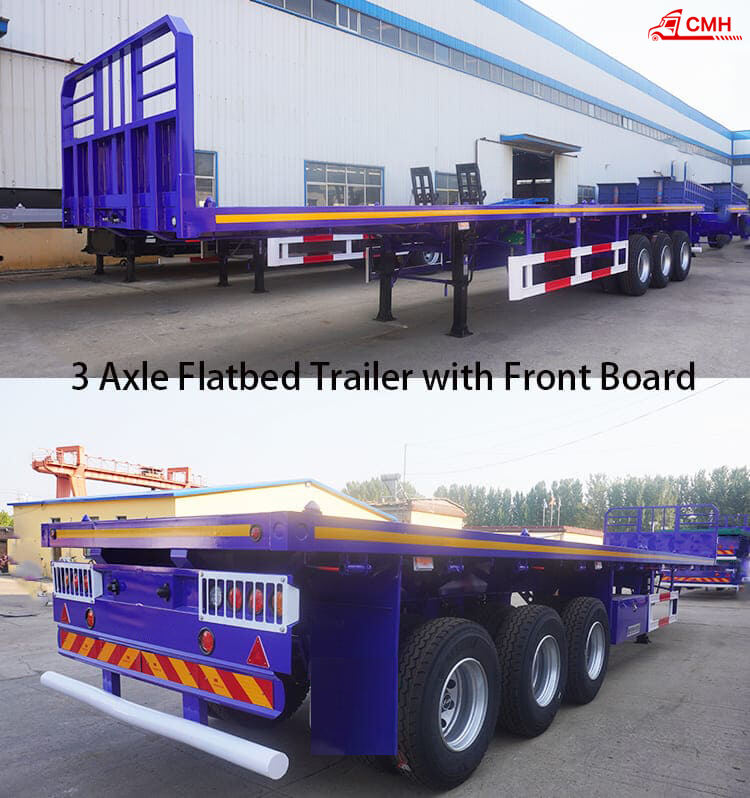 3 Axle Flatbed Trailer with Front Board