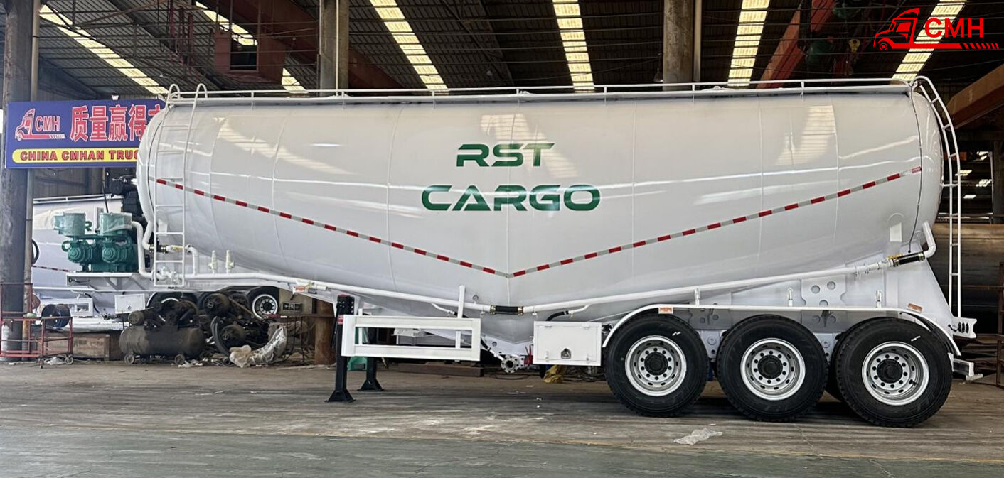 3-axle semi-trailer for transporting powder and granular materials