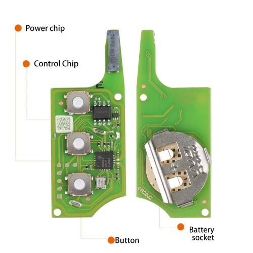 Mando a distancia súper remoto Xhorse (estilo VW B5) con 3 botones y chip XT27B integrado XEB510EN
