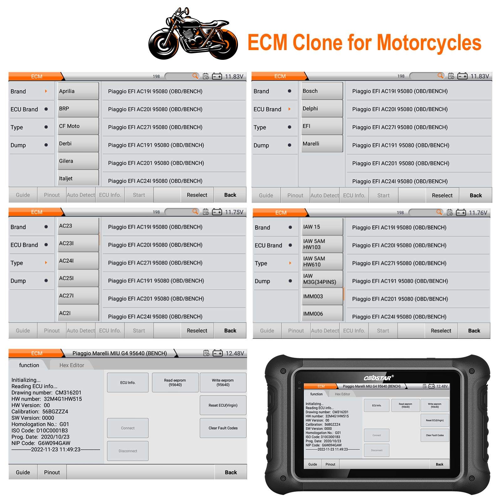 Programador de unidades de control electrónico (ECU) OBDSTAR DC706 de versión completa (clonación de módulos ECM/TCM/CARROCERÍA mediante conector OBD y modo BENCH)