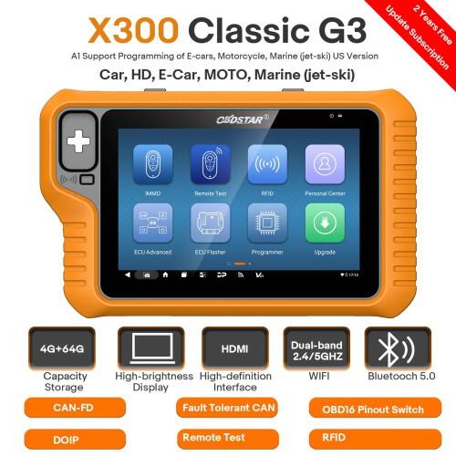 Herramienta de programación de llaves OBDSTAR X300 Classic G3