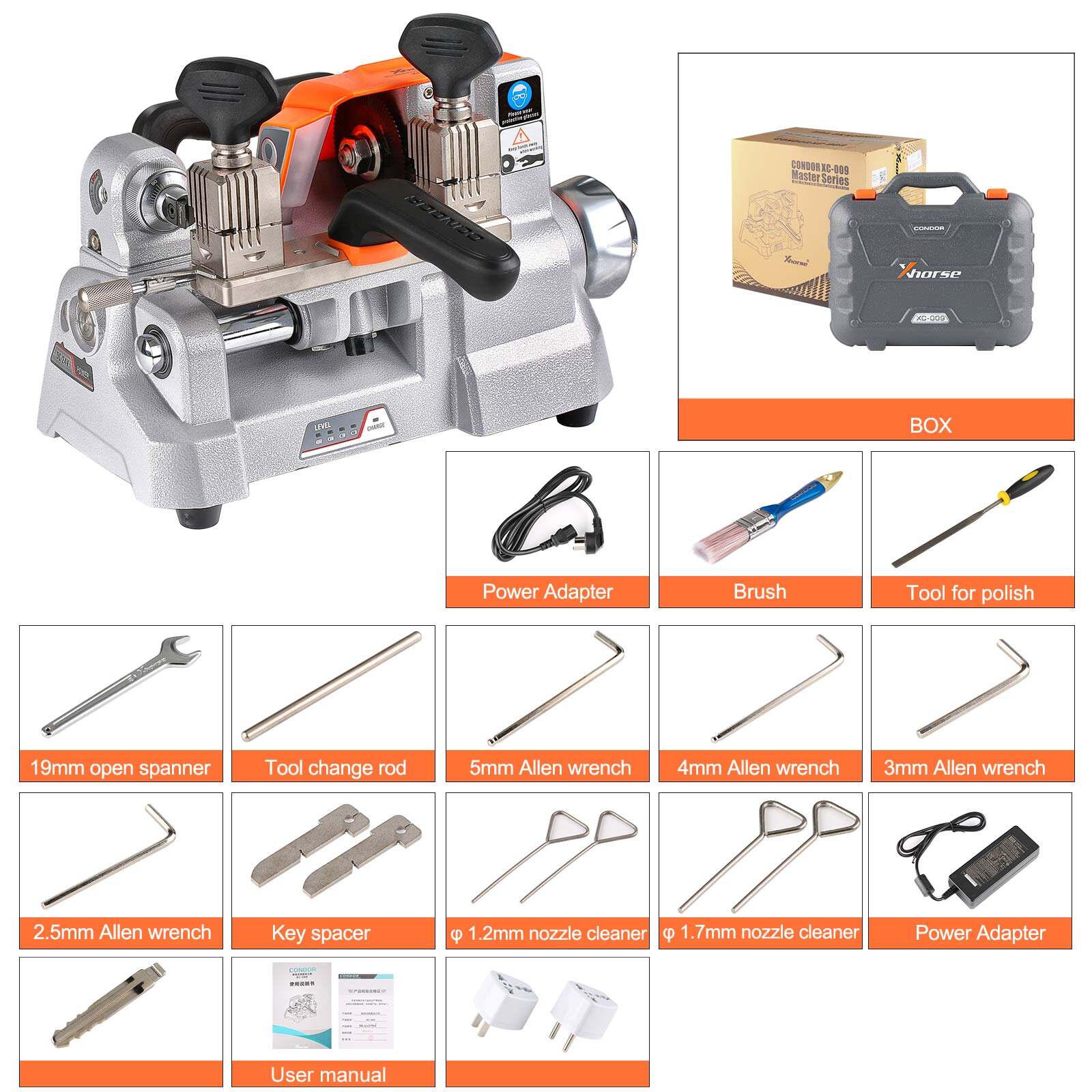 Máquina de corte de llaves Xhorse Condor XC-009 para llaves de un solo lado o de doble cara