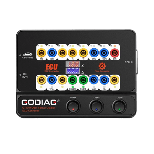 Caja de derivación OBD II GODIAG GT100+ (GT100 Pro) y conector de banco para UCE con indicador de corriente