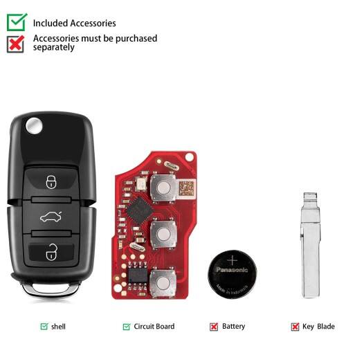 Mando a distancia plegable Xhorse para Volkswagen estilo B5 con 3 botones (sin chip) XKB520EN