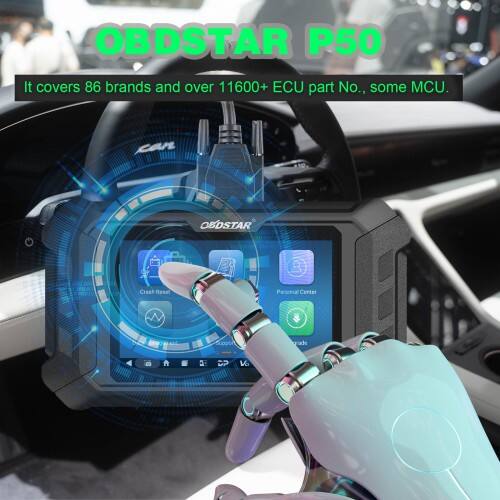Herramienta de reinicio de airbag SRS y borrado de datos de colisión OBDSTAR P50 (modo BENCH / más de 15 500 unidades de control electrónico)