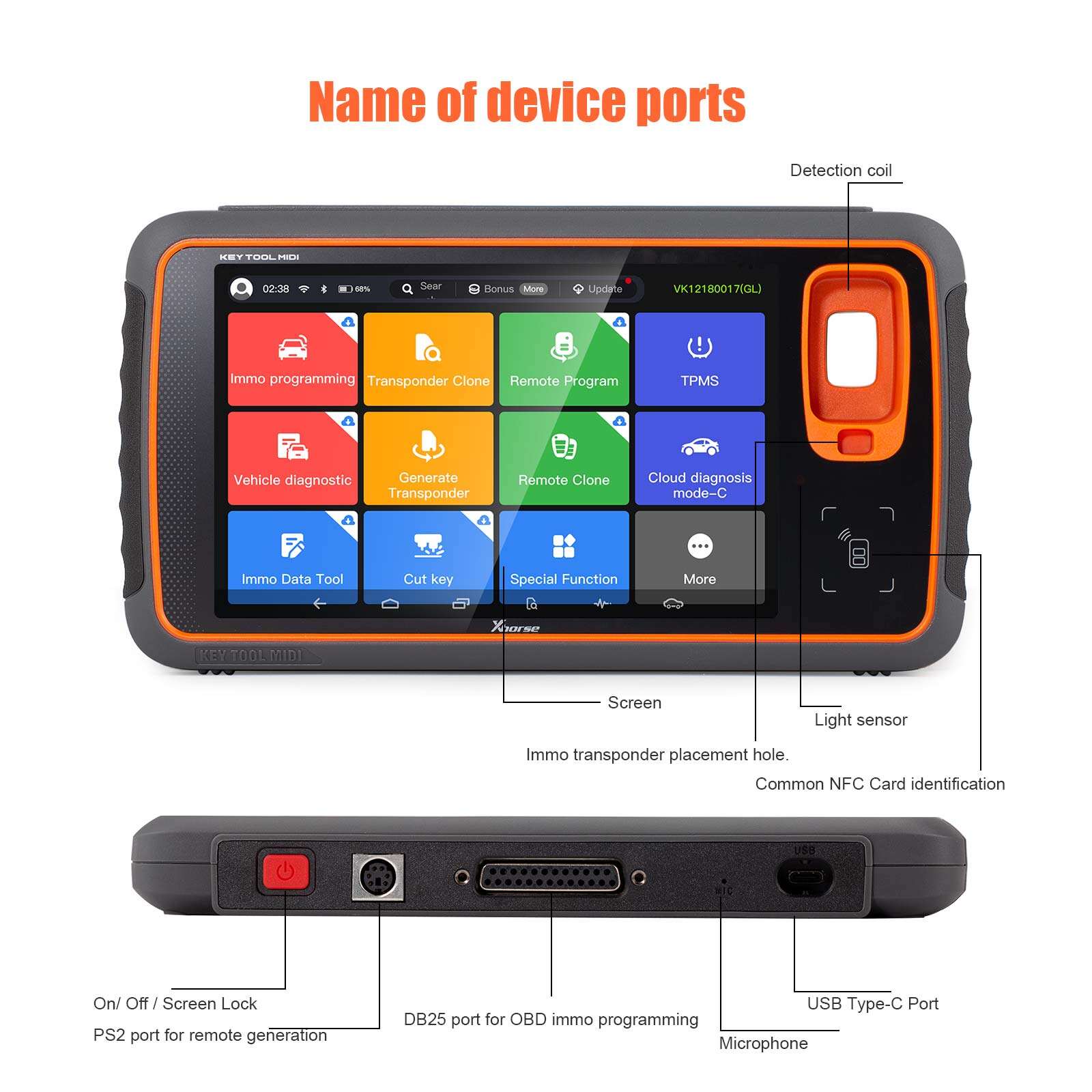 Herramienta de llaves Xhorse XDKMD0EN VVDI MIDI (versión básica), programador IMMO y TPMS 2-en-1 (incluye licencia ID48 de 96 bits)