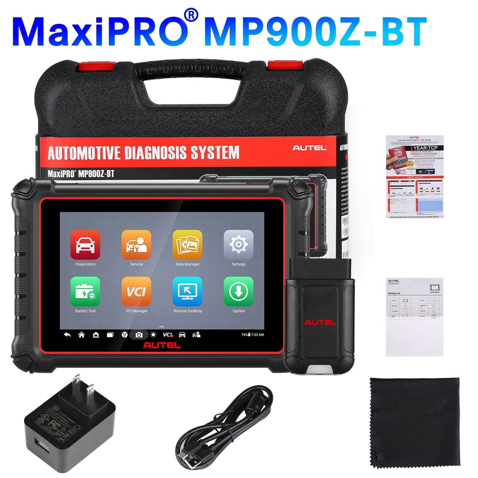 Escáner de diagnóstico inalámbrico bidireccional Autel MaxiPRO MP900Z-BT con codificación de unidades de control electrónico (ECU) (CAN FD / DoIP)