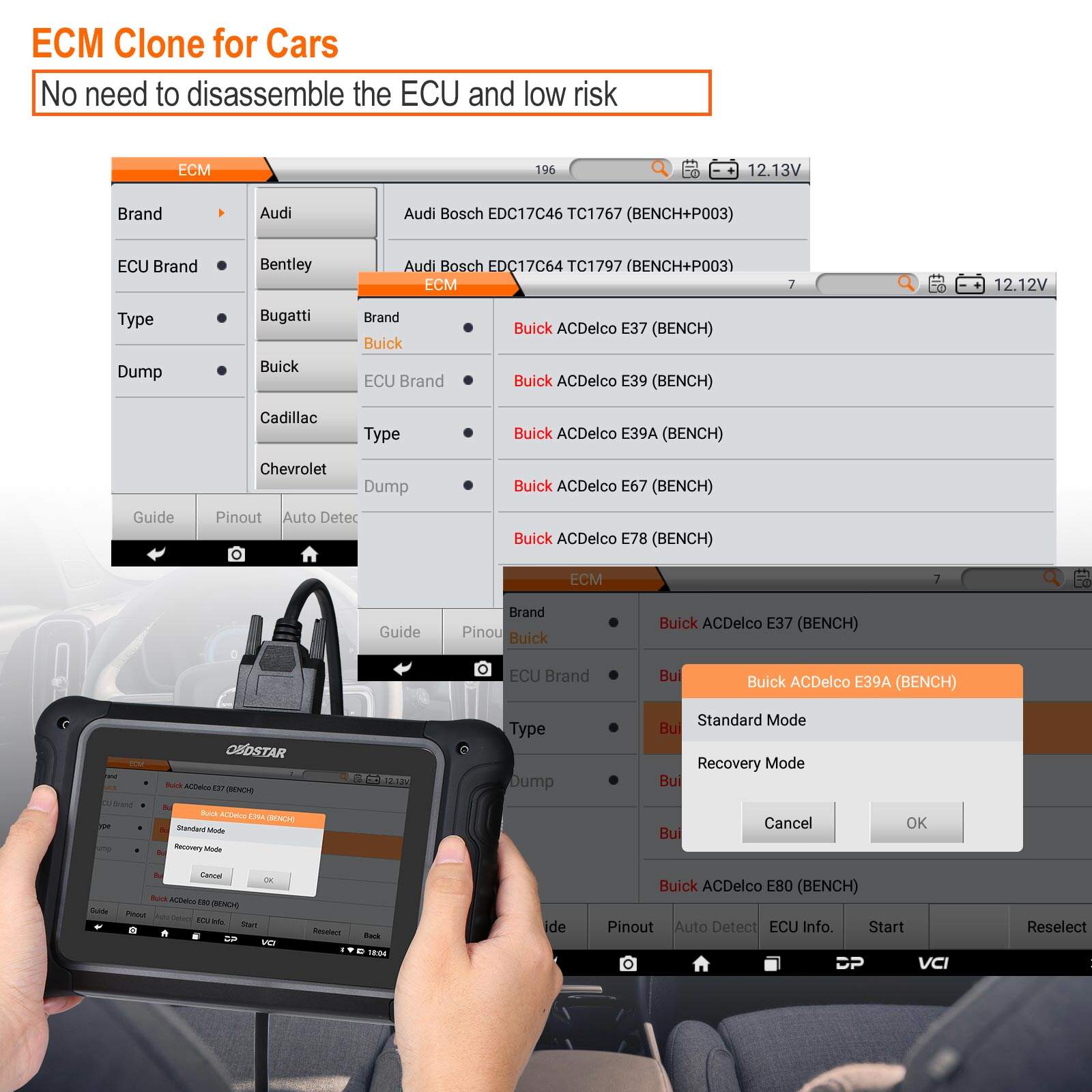 Programador de unidades de control electrónico (ECU) OBDSTAR DC706 de versión completa (clonación de módulos ECM/TCM/CARROCERÍA mediante conector OBD y modo BENCH)