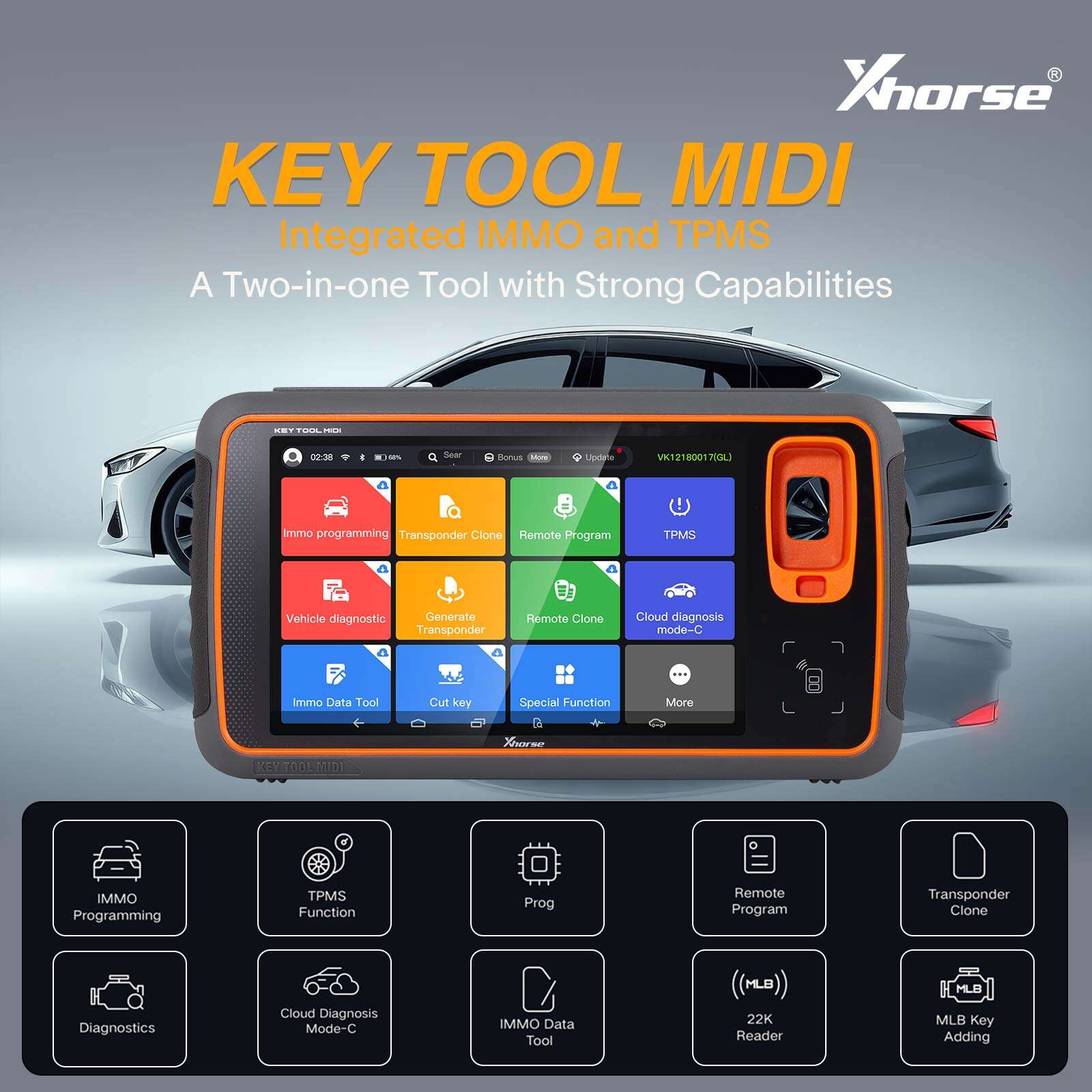 Herramienta de llaves Xhorse XDKMD0EN VVDI MIDI (versión básica), programador IMMO y TPMS 2-en-1 (incluye licencia ID48 de 96 bits)