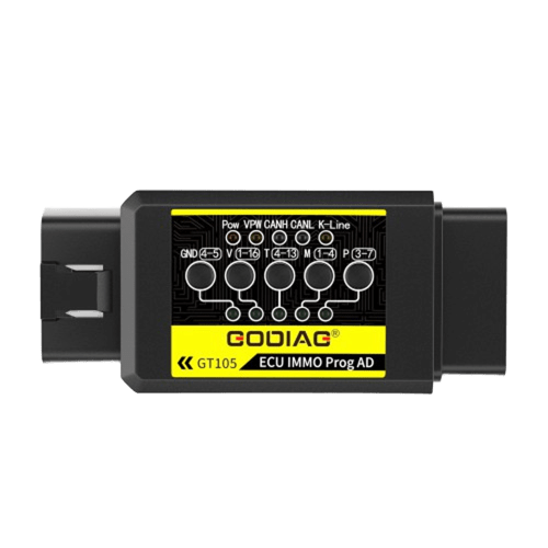Caja de derivación GODIAG GT105 IMMO Prog AD y OBD II para UCE (con fuente de alimentación)