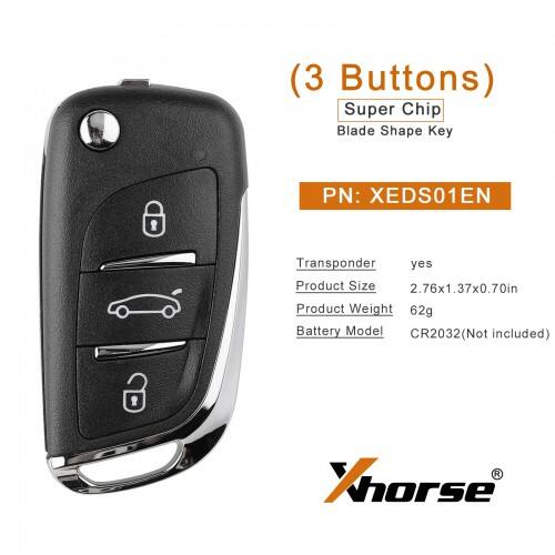 Mando a distancia súper remoto Xhorse para automóvil estilo DS con 3 botones XEDS01EN