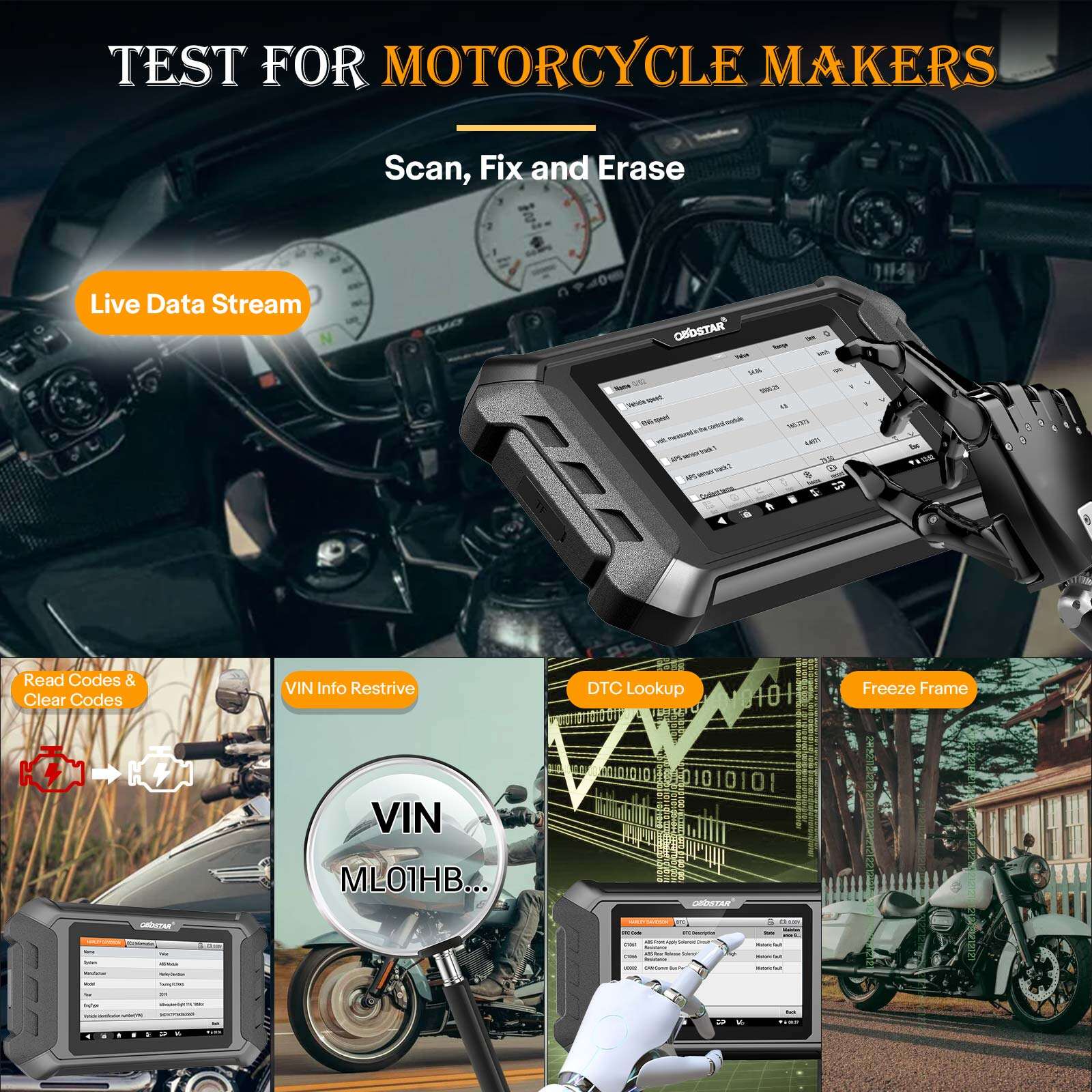 Herramienta diagnóstica para motocicletas Harley-Davidson OBDSTAR iScan y programador de llaves FOB (purado del sistema ABS / lectura del código PIN)