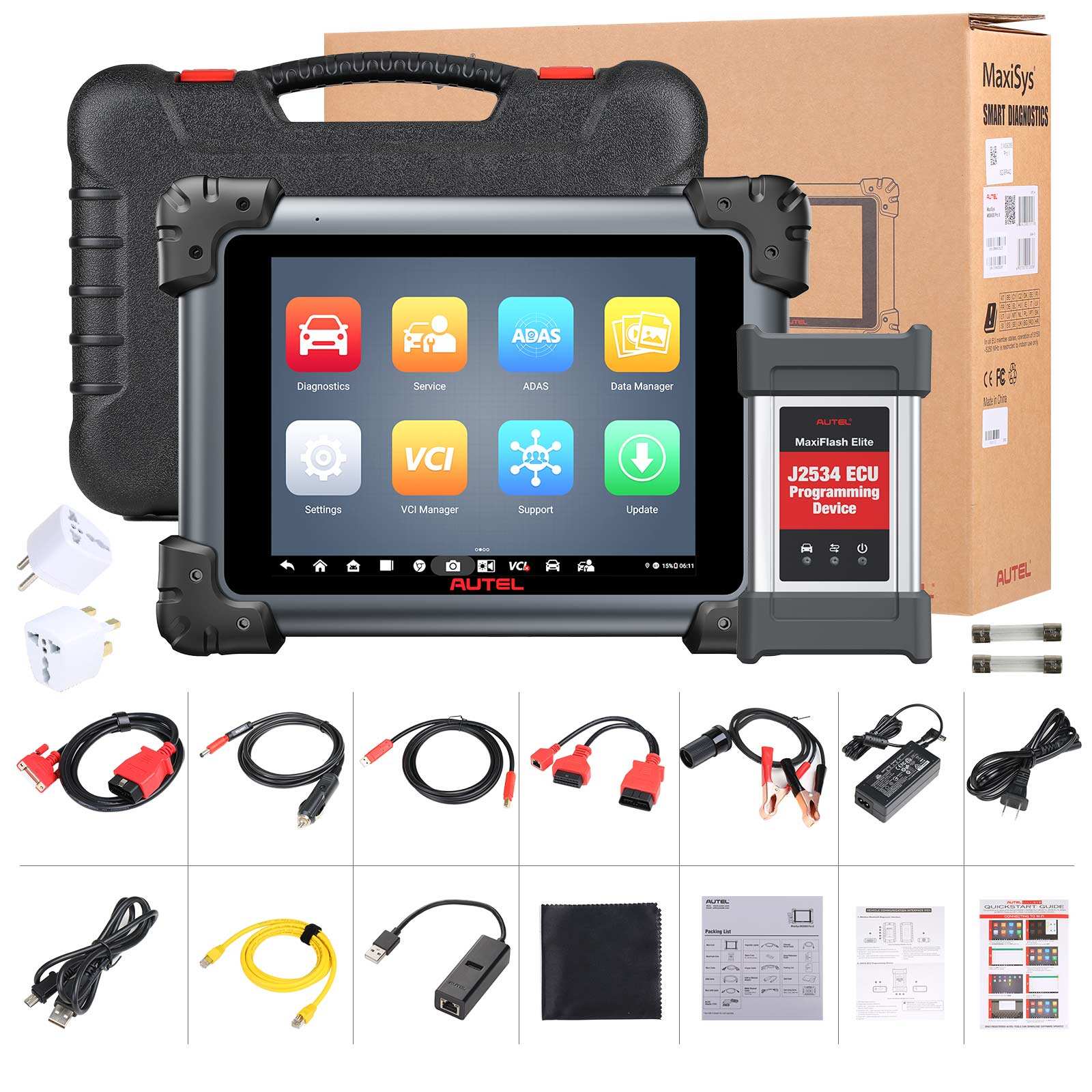 Herramienta de diagnóstico automotriz Autel MaxiSys MS908S Pro II con programación de unidades de control electrónico (ECU) J2534 (antes y después del escaneo)