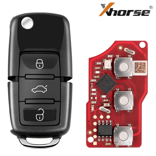 Llave plegable con control remoto con cable Xhorse de segunda generación para Volkswagen B5, estilo de 3 botones XKB520EN