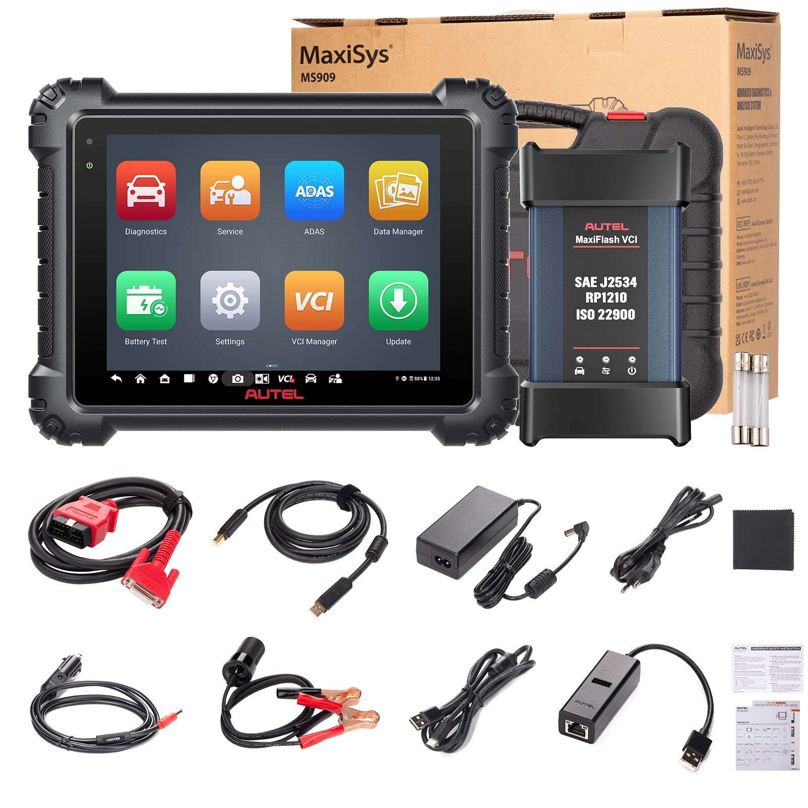 Equipo de diagnóstico automotriz Autel MaxiSys MS909 con VCI J2534 (mapeo de topología / CAN FD y DoIP)