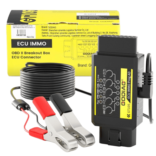 Caja de derivación GODIAG GT105 IMMO Prog AD y OBD II para UCE (con fuente de alimentación)