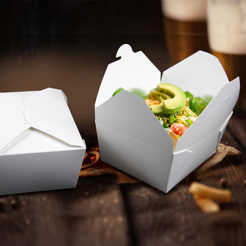 Custom Logo Eco-Friendly Sustainable Fast Food Packaging Container Disposable Takeout Kraft Paper Lunch Salad Bio Box details