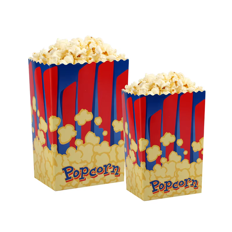 Eco-friendly Wholesale Popcorn Food Containers Square Shape Takeaway Packaging for Cinema Popcorn manufacture