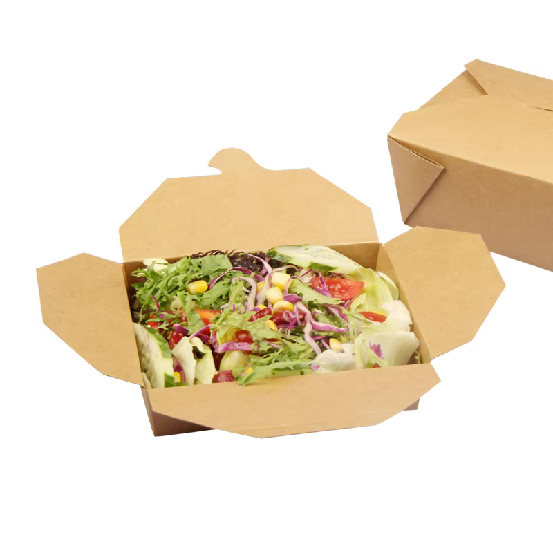 Custom Logo Eco-Friendly Sustainable Fast Food Packaging Container Disposable Takeout Kraft Paper Lunch Salad Bio Box manufacture