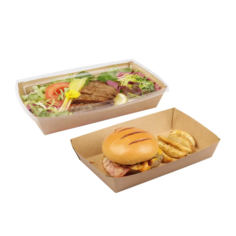 Wholesale Heavy Duty Food Grade Heat-Resistant Takeaway Snack Box Kraft Paper Pressed Design Fried Chicken Packaging Nest Tray supplier