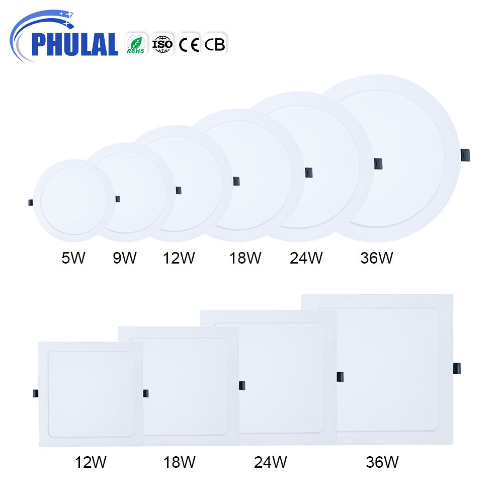Nhà máy Buôn bán Sỉ tấm đèn Led tròn vuông mỏng 5w 9w 12w 18w 24w 36w âm trần
