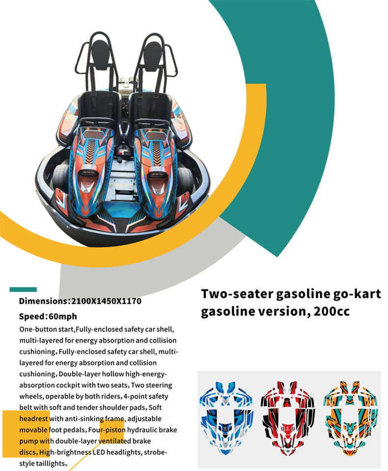 two seater gasoline go kart drift petrol karting racing car -0