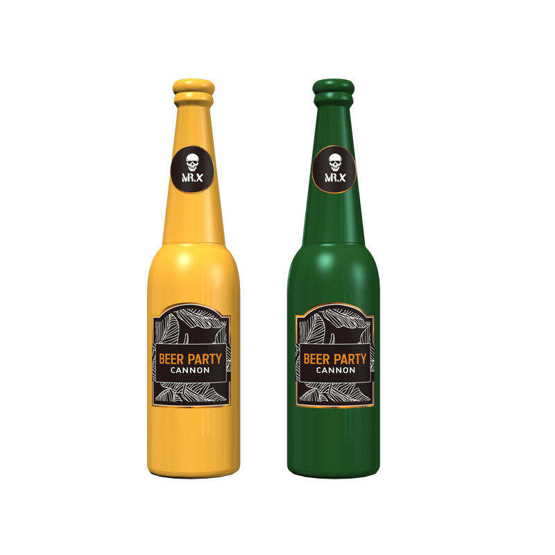 Cañón de confeti con forma de botella de cerveza