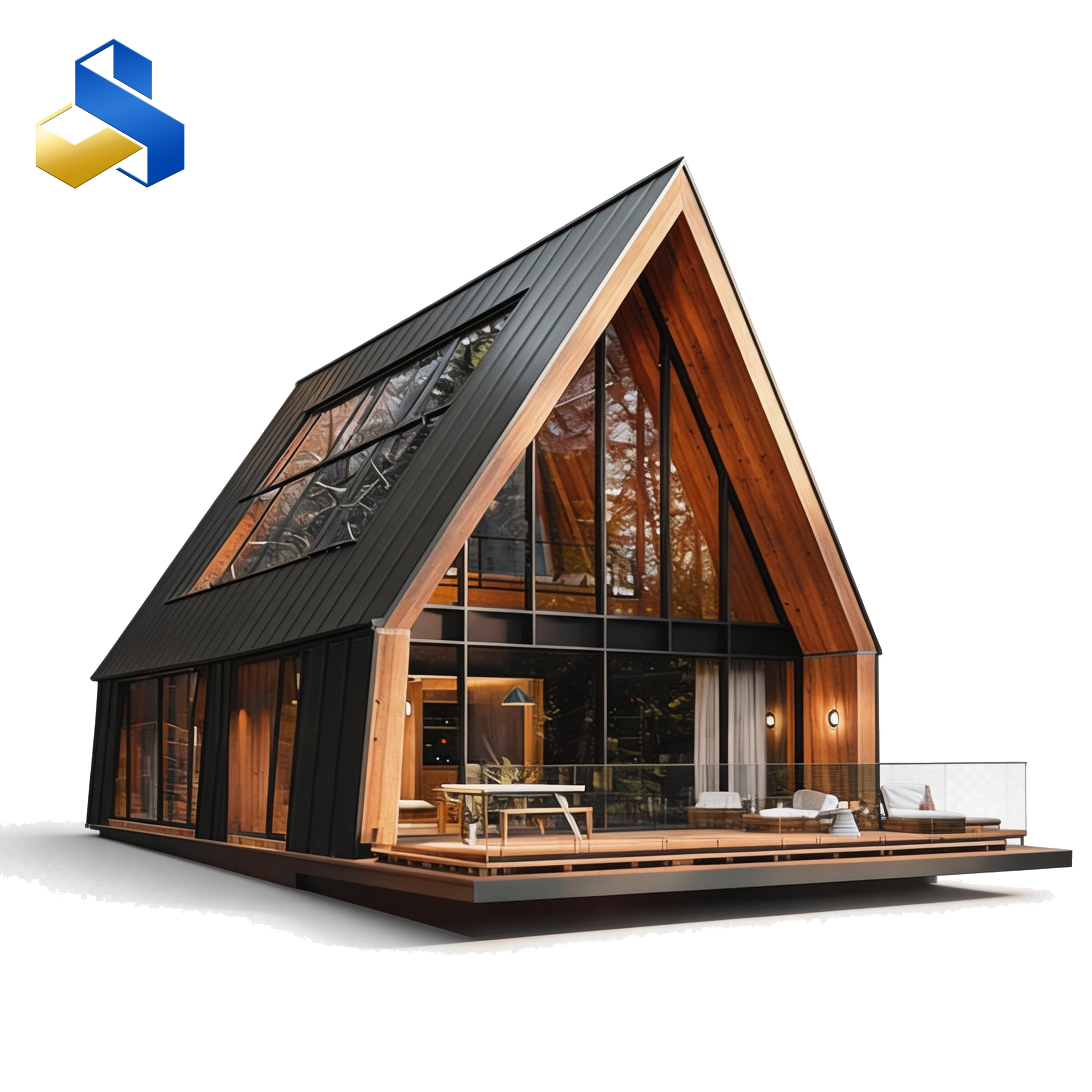 Modern prefabricated resort cabin triangular steel container apartment