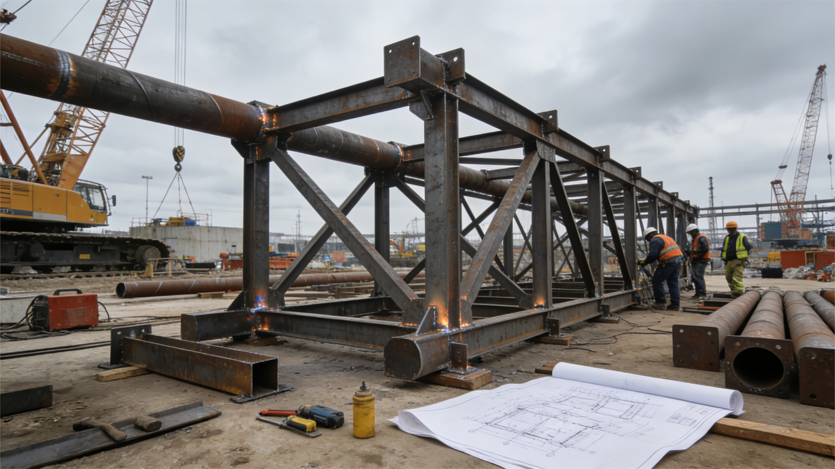 Steel structure pipe support