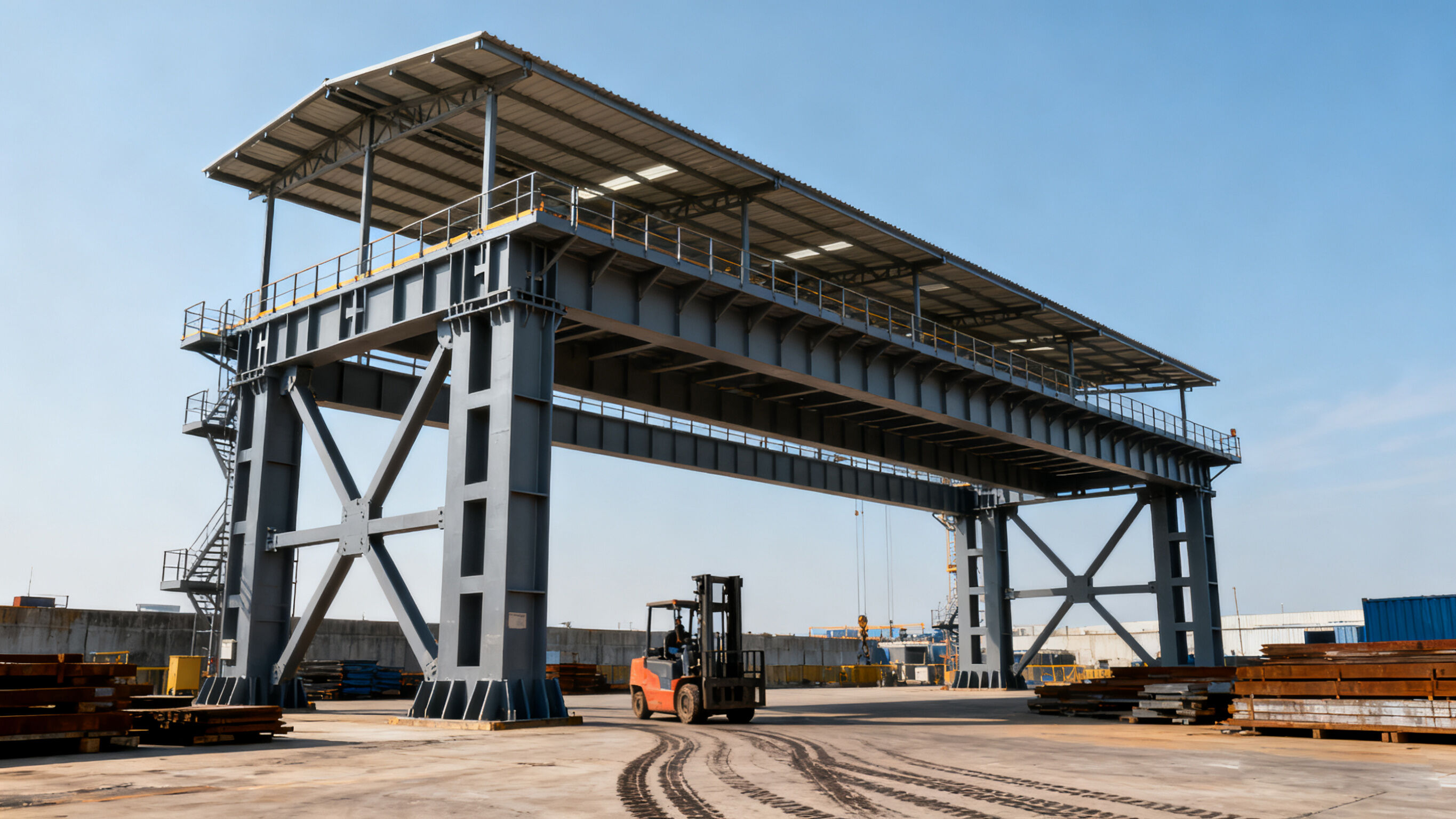Steel structure trestle platform manufacture