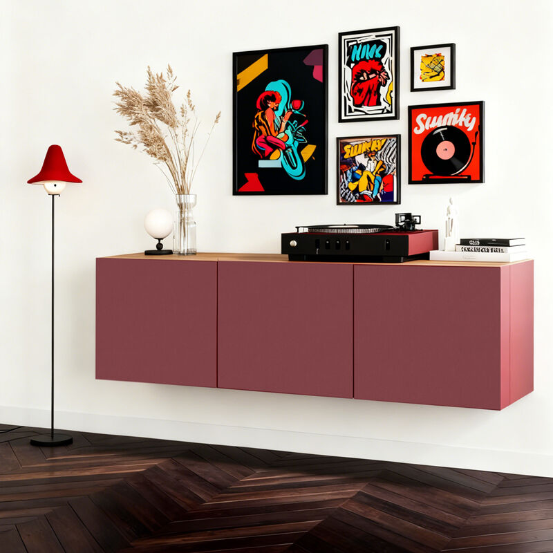 S907 Garmet Red Leather-like Textured