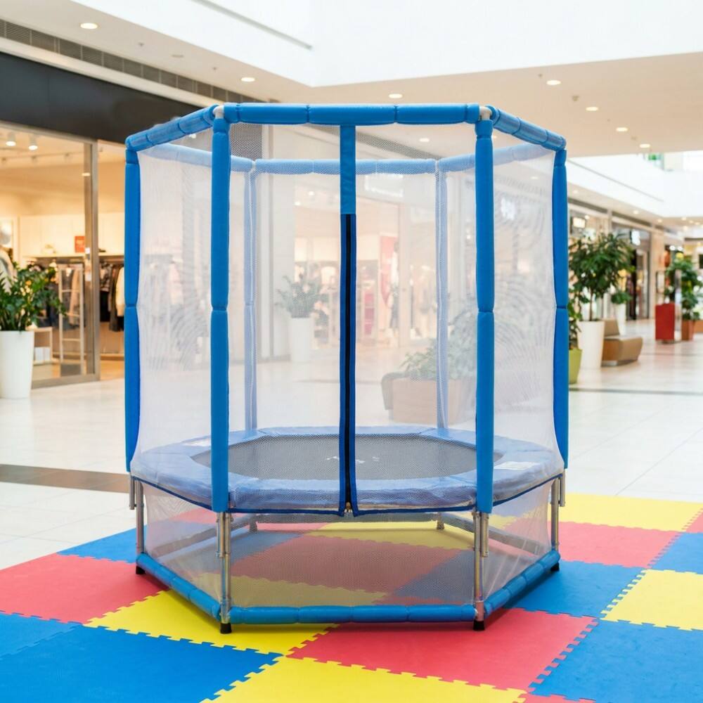 Mini-trampolína s pružným lanem pro dětské zóny v obchodních a rekreačních centrech a prodejnách