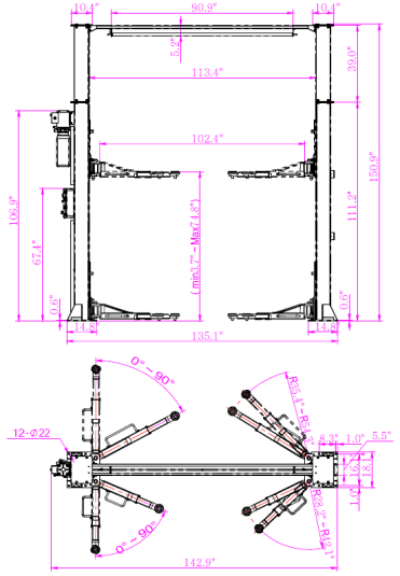 two post clear floor  electrical release TP-2PCLE  inch size.png