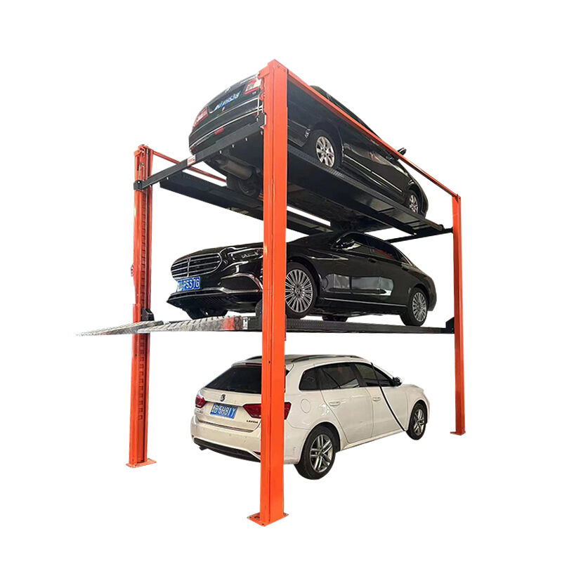 Electric Hydraulic Four Post Triple Stacker Lift