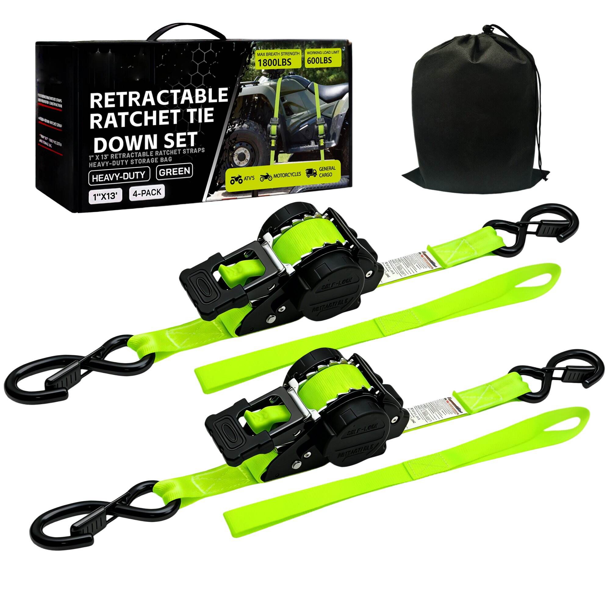 2-pack groene opvouwbare spanbandenset