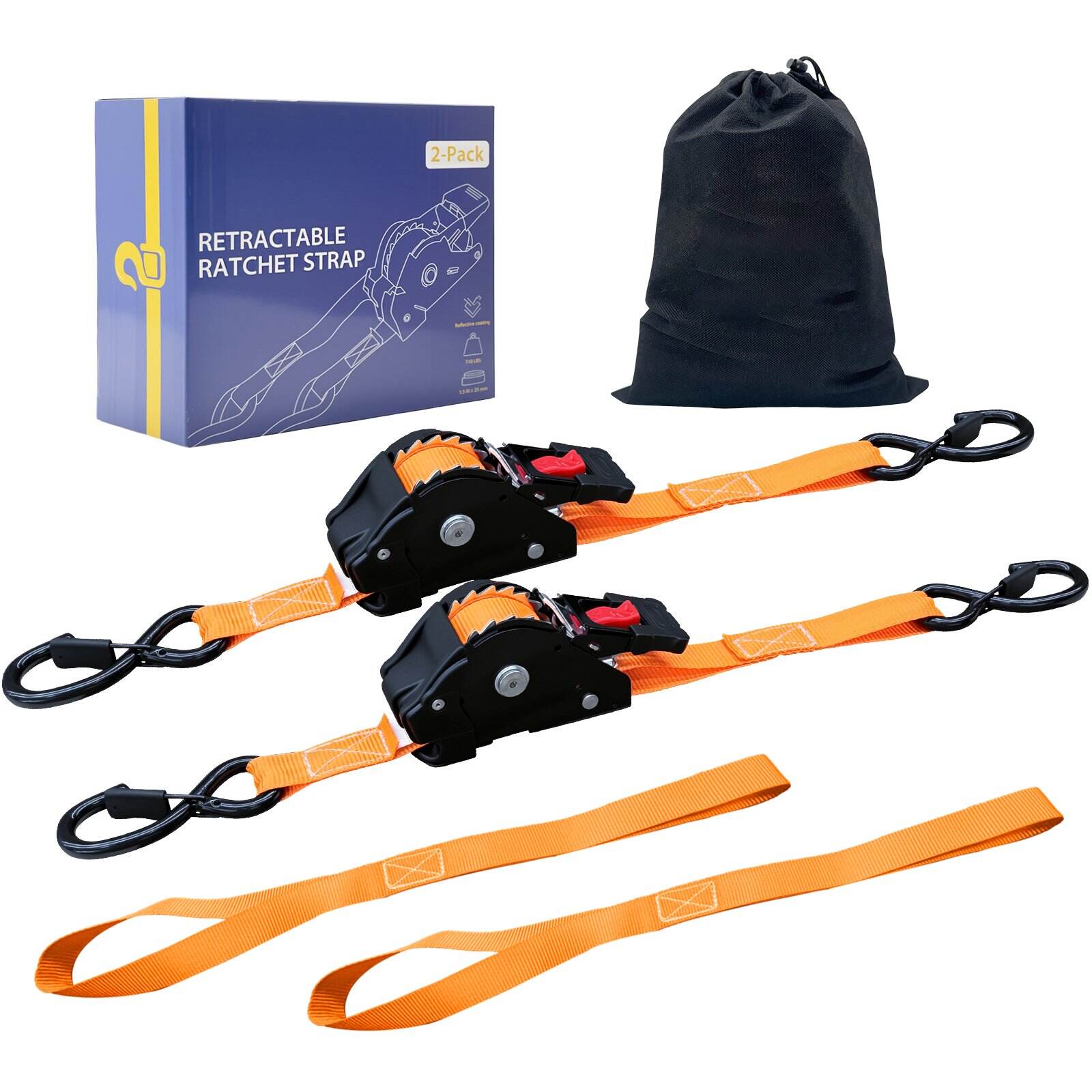 2-pack oranje intrekbare spanset