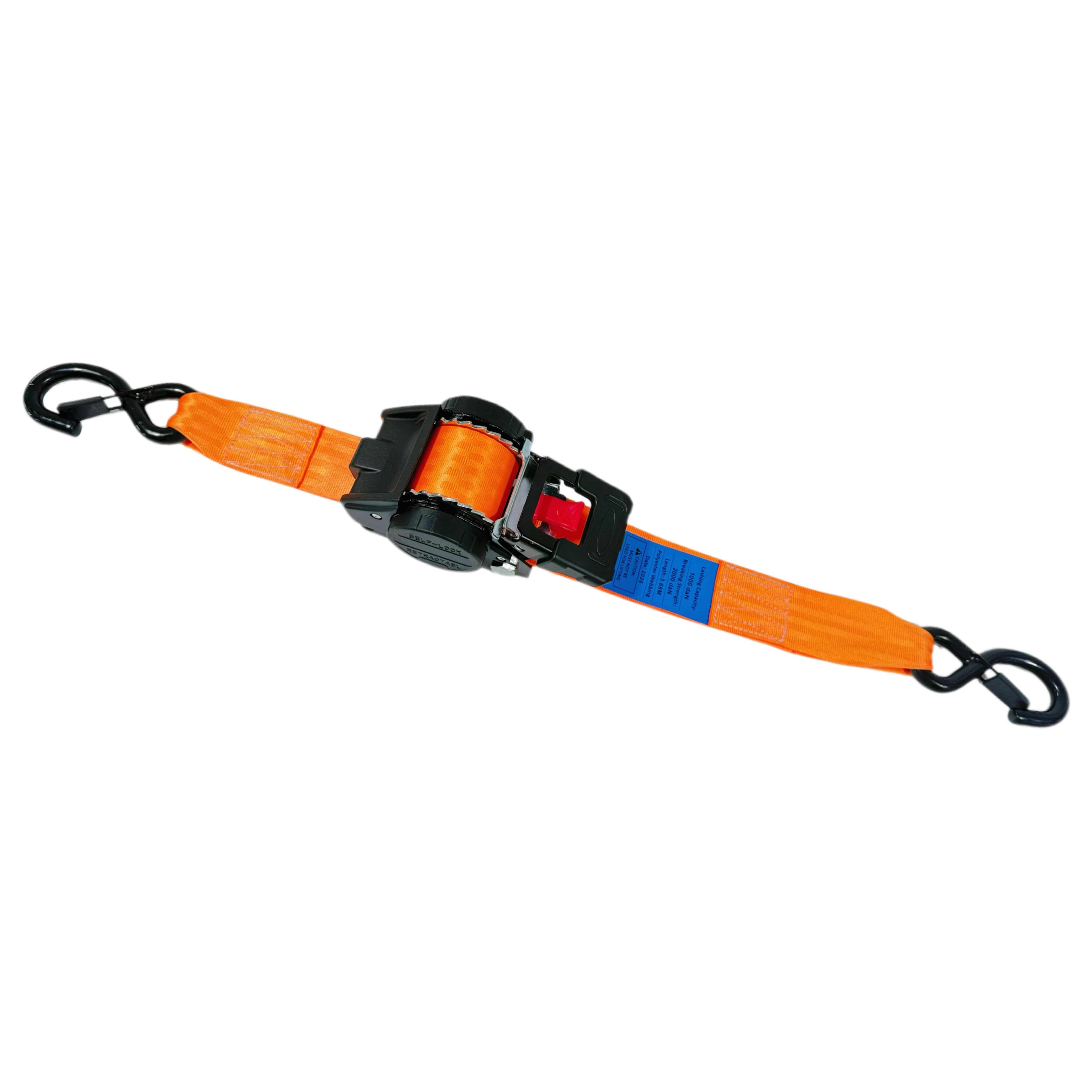 2'' Orange Retractable Ratchet Tie Downs for Cargo Control