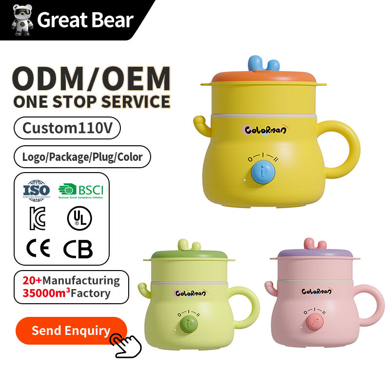 Great Bear Multi Cooker Skillet Fast Heating 600W Electric Cooking Pot Desktop Mini Hot Pot Portable Skillet