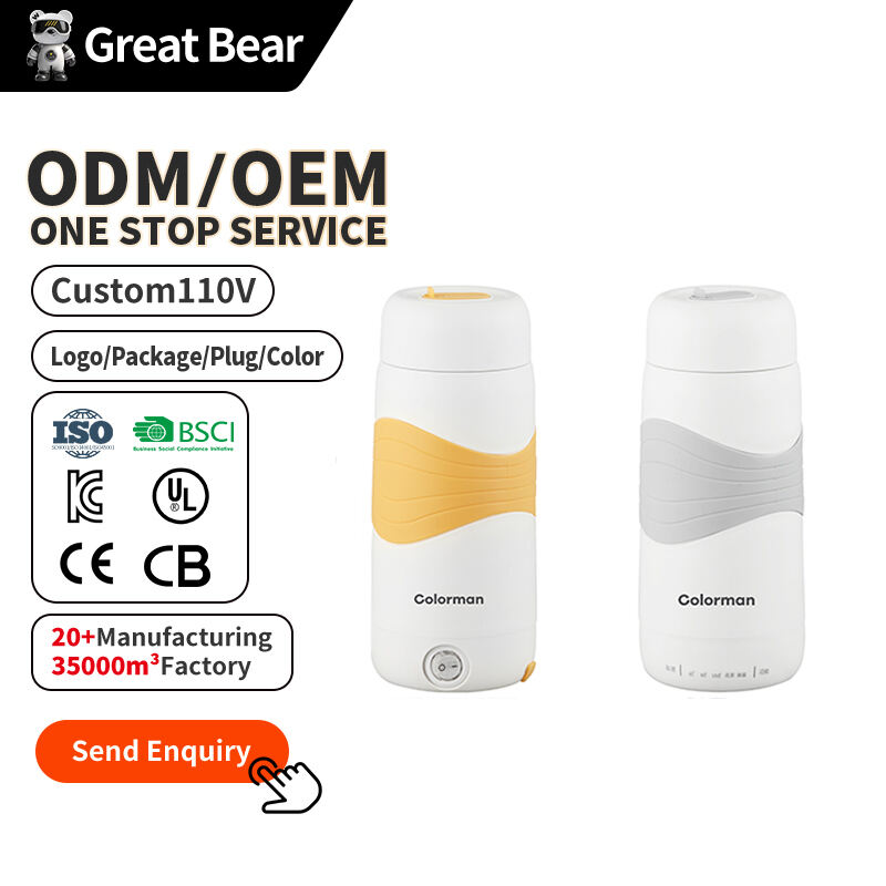 Great Bear Travel 500ML Hot Water Boiler Car Home 304 Stainless Steel Electric Heating Insulation Stew Electric Kettle