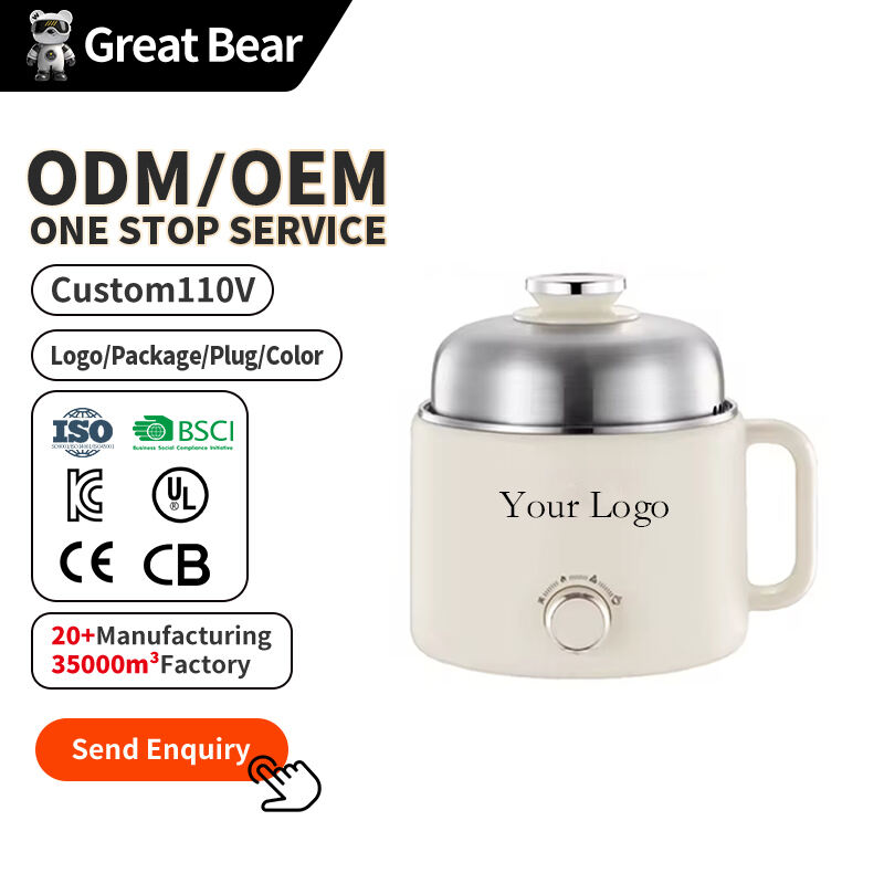 Great Bear 304 Stainless Steel Mini Electric Cooking Pot Personal Size 1.8L for Food Instant Noodles Travel Portable